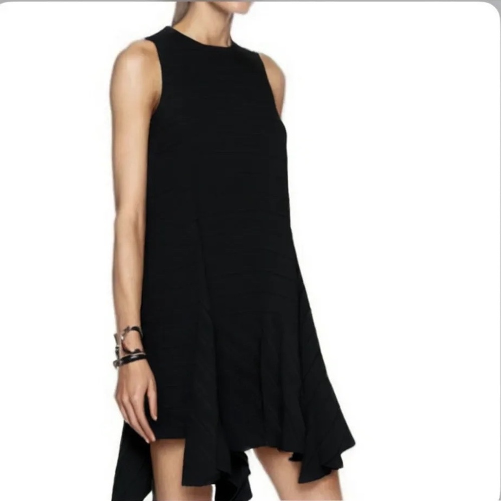 A.L.C. Myron Uneven hem High low Hankerchief Jersey Dress Black